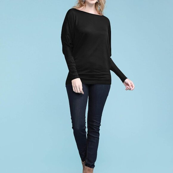 Women's Casual Flowy Draped Long Sleeve Batwing Dolman Top – Soft & Comfortable - Picture 5 of 6